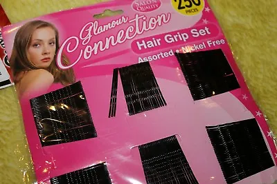 250 Pack Hair Pins Grips Waved Bobby Pins Black Kirby Hair Grips 250pk - UK  • £2.45