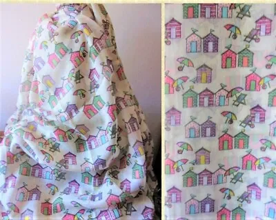 Beach Hut Print Ladies Scarf/Shawl 76  X 38  - Nautical Beach Gift -Free Postage • £7.50