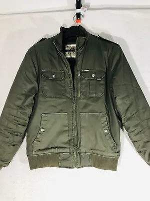 Marc Ecko Cut And Sew Mens Bomber Jacket Olive Green Military Style Quilted Med • $24.90