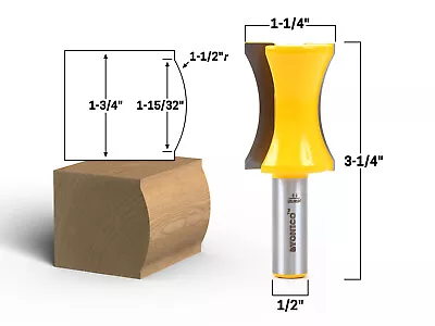 1-1/2  Radius Convex Convex Edge Router Bit - 1/2  Shank - Yonico 13132 • $21.95