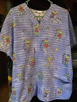 Simply Basic Size 2X Dancing Frog Scrub Shirt • $14