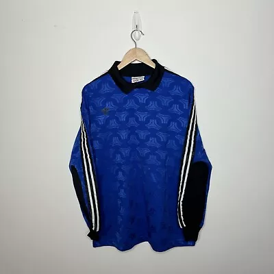Adidas Vintage Goalkeeper Shirt Padded Elbow Blue USA Made Soccer Trefoil Medium • £50