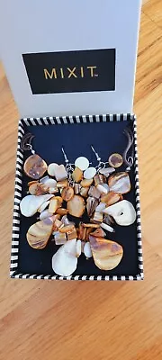  MIXIT  Designer MOP Brown Shell Necklace & Earring SET • $6.30