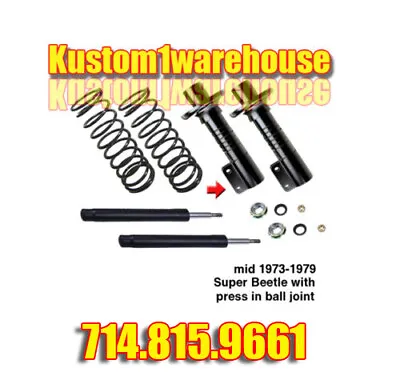 VW Volkswagen Super Beetle Struts Dropped Lowering Kit 1 To 4  Springs Bushings • $540