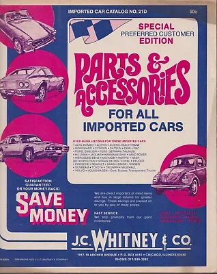 Vintage J.c. Whitney Parts Catalog Imports #21d 1973 Vw Volvo Opel Benz • $12.99