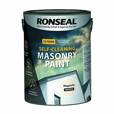 Ronseal Self-Cleaning Masonry Brick Concrete Paint 5L Waterproof Magnolia New • £24.78