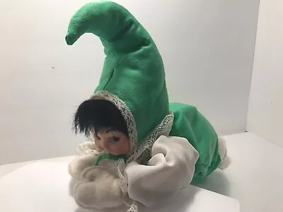 Vintage Handmade Rubber Face Doll Court Jester Elf Christmas 1960’s Retro Green • $39.99