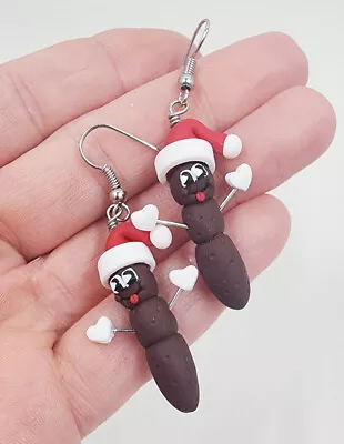 Mr. Poo Santa Hat Earrings | Novelty | Poop | White Elephant Office Gag Gift • $49.95