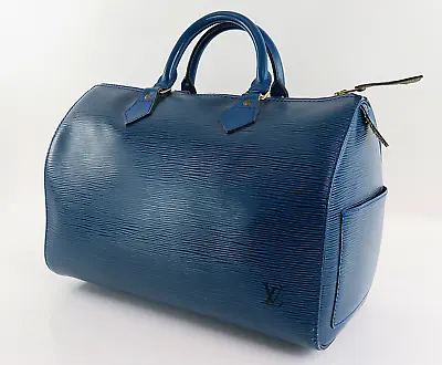 Auth LOUIS VUITTON Speedy 30 Blue Epi Leather Boston Hand Bag Purse #55766 • $395.10