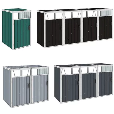 Single/Double/Triple/Quadruple Wheelie Bin Metal Garbage Bin Storage Shed Store • £121.99