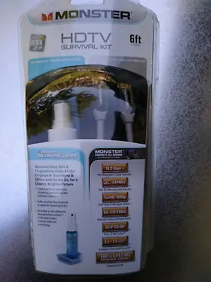 Monster HDTV Survival Kit W Screen Clean Microfiber Cloth High Speed HDMI  • $15