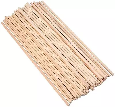 Unfinished Natural Wood Craft Dowel Rods 12 Inch X 1/4 Inch 50 Pack • $14.70