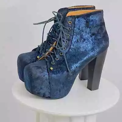 Jeffrey Campbell Lita Fab Blue Velvet Boots • $99