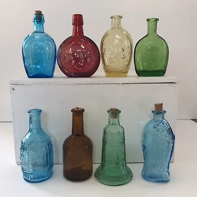 Vintage Wheaton Glass Bottles ~ Miniature Colored Bottles • $35