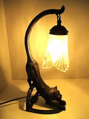 $174.99 • Buy Vintage Cat Lamp Glass Shade 16 