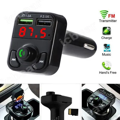 Car Wireless Bluetooth FM Transmitter MP3 Player 2 USB Auto Fast Charger Adapter • £5.99
