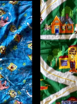 SPONGE BOB SQUARE PANTS CARS ￼CITY Blanket Baby Quilt Reversible Vintage • $15