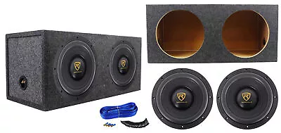 (2) Rockville W10K9D4 10  6400 Watt Car Subwoofers + Sealed Sub Box Enclosure • $294.85