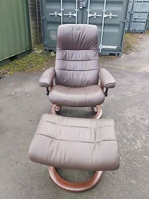 £490 • Buy EKORNES STRESSLESS Recliner Opal Chair And Stool Batick Leather Size Medium. 