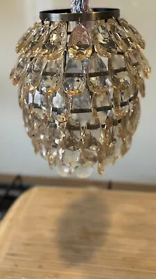 Chandelier Style Ceiling Light Acrylic Amber Crystal Droplets Pendant Stunning. • £12
