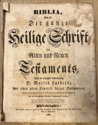 Biblia Das Die Ganze Heilige Schrift Des Alten Und Neuen Testament Luther 1828 • $112.50