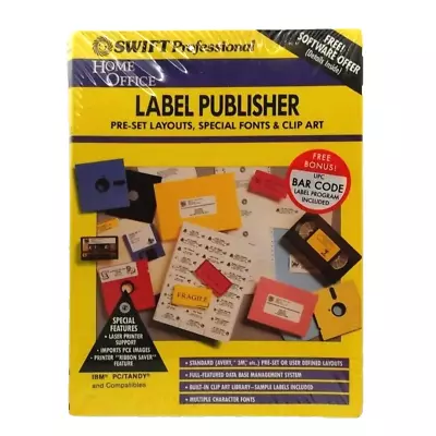 Vintage Swift Professional Home Office Label Publisher Software 3.5 & 5.25 Disc • $15.95