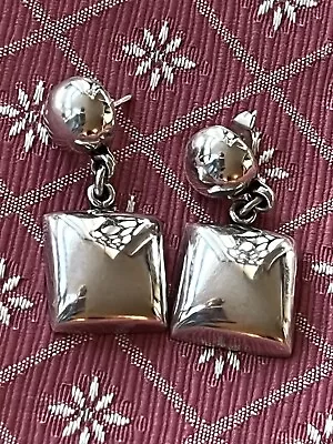 Vintage Mexican Sterling Silver Heavy Drop Dangle Earrings Taxco 13G • $55