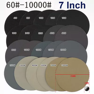 180mm Wet And Dry Sanding Discs Pads Sandpaper 7 Inch Hook Loop Grit 60P~10000P • $3.51