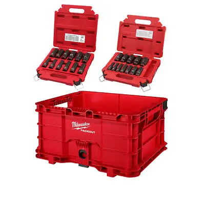 Milwaukee 48-22-8440H PACKOUT Crate W/ 1/2  - 3/8  SAE Impact Socket Kits • $204.91