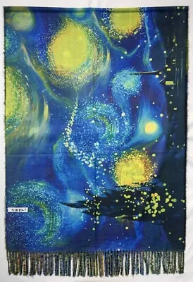 Soft Cashmere Reversible Double Sided Art Shawl Scarf Van Gogh Starry Night Cafe • $24.95