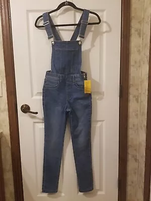 NWT Size 4 Divided H&M Blue Denim Overall Skinny Stretchy Light Defect • $18.90