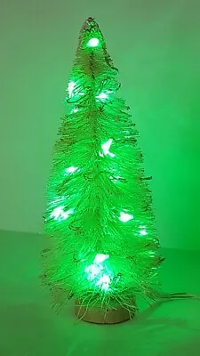 5  LED Light Up GREEN Sisal Bottle Brush Christmas Mini Miniature Xmas Tree  • $16.95