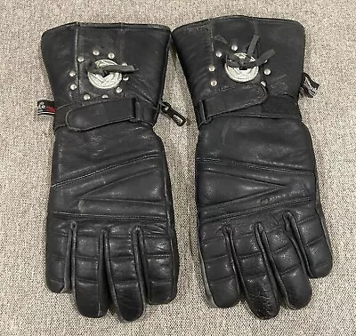 Mens Large Leather Motorcycle Gloves Gauntlet Driving Motorbike Riding Lined • $14.36