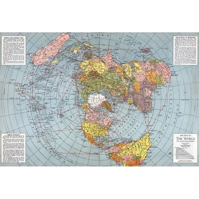 Flat Earth Map - 1943 Air Map Polar Azimuthal Equidistant Projection Map • $24.95