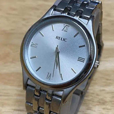 Relic PR6057 Mens Silver Tone Japan Movt Roman Analog Quartz Watch~New Battery • $30.59