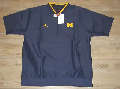 Jordan Michigan Wolverines 1/4 Zip Blue Football $80 Pullover Jacket Men's XL • $55.24