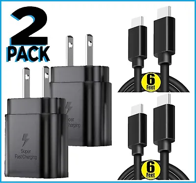 2 Pack 25w 6ft USB C Super Fast Charge Adapter Block For Galaxy S24 S23 S22 S21 • $13.98