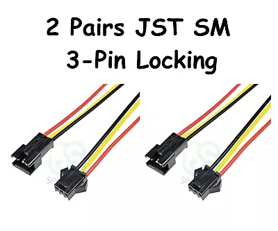 SM JST 2-Pin 3-Pin Locking Connector Pair Wires Car Auto RC Scooter UK Seller • £4.19