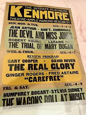 Vtg The Intimate Playhouse Kenmore Cardboard Poster 1941 • $20