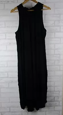 Decjuba Womens Shift Dress Black L 14 Sleeveless Ruffle Neck • $29