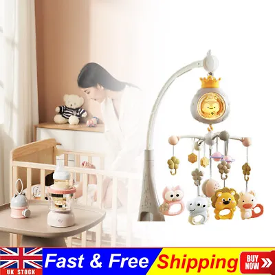 Baby Cute Musical Crib Bed Bell Cot Mobile Stars Dreams Light Nusery Lullaby Toy • £20.47