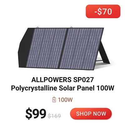 ALLPOWERS Foldable Solar Panel 100W Solar Panel Kit Balcony For Power Station RV • $90