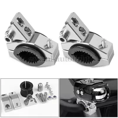 2X Motorcycle Mount Clamp Bracket CNC Handle Crash Bar Headlight Spot Fog Light • $18.99