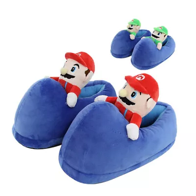 Mario Kart 3D Full Plush Slippers Men Woman Party Indoor Shoes 28CM • $36.89