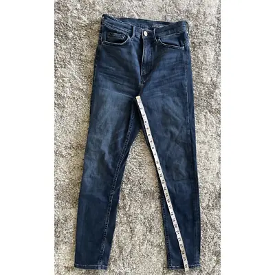 H&M & Denim Womens Shaping Skinny Ankle Jeans Blue Stretch High Rise Pockets 2 • $11.69