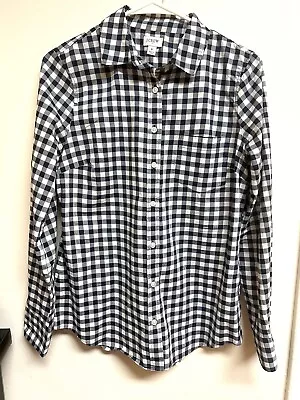 J. Crew Ladies Button Up Gingham Signature Fit Black/White 100% Cotton Shirt • $10