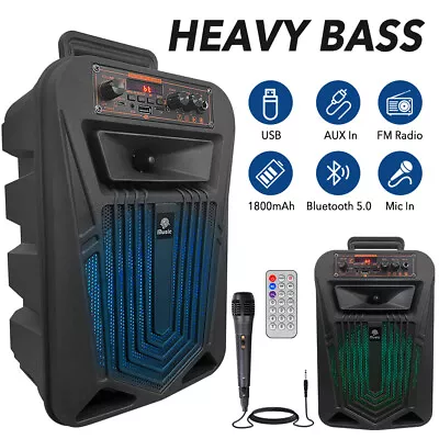 Wireless Portable FM Bluetooth Speaker Subwoofer Heavy Bass Sound Party Karaoke • $37.99