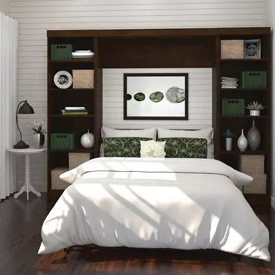 Pemberly Row Full Murphy Bed With 2 Shelving Units (109W) In Chocolate • $3008.26