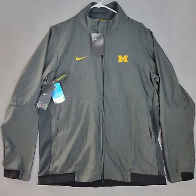 Michigan Wolverines Football On Field Nike Full Zip Jacket Grey Mens Large • $109.88