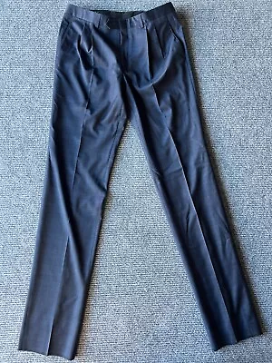 Ralph Lauren Pants Mens 34 Blue Paid Dress Slack Suit Pant Unhemmed Wool Pleated • $48.39